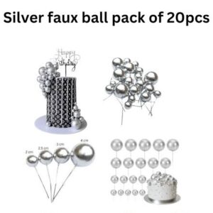 SILVER  FAUX BALL TOPPER PACK OF 20PCS